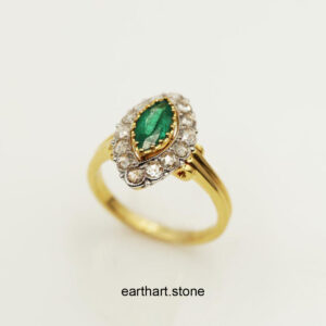 Emerald ring May birthstone marquise cut